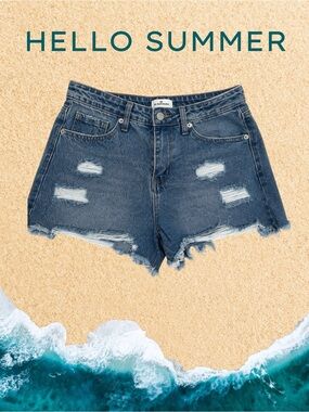 BP Ripped High Waist Mom Shorts.